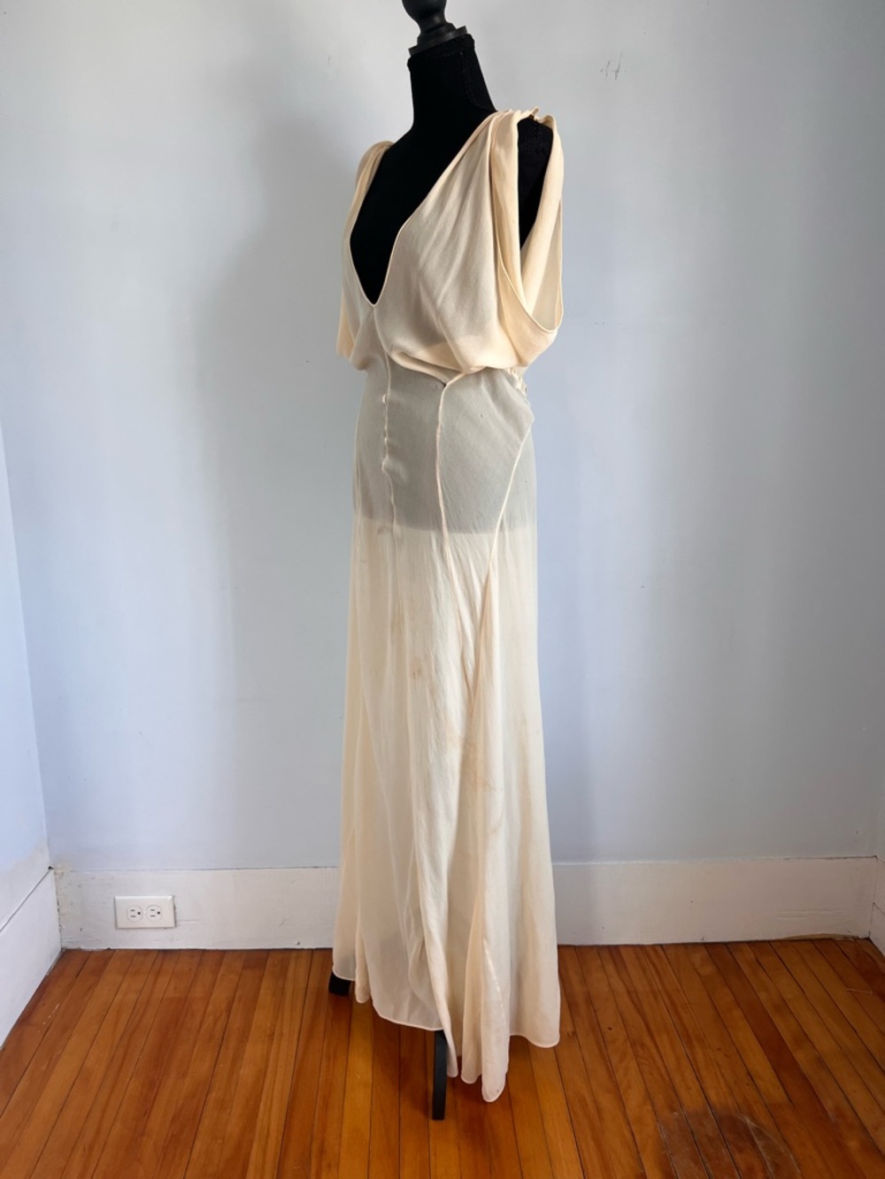 Vintage 1930’s Bias Cut Silk Maxi Slip Dress Size S